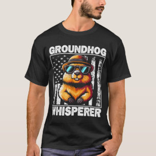 Retro Groundhog Whisperer Funny Woodchuck Groundho T-Shirt