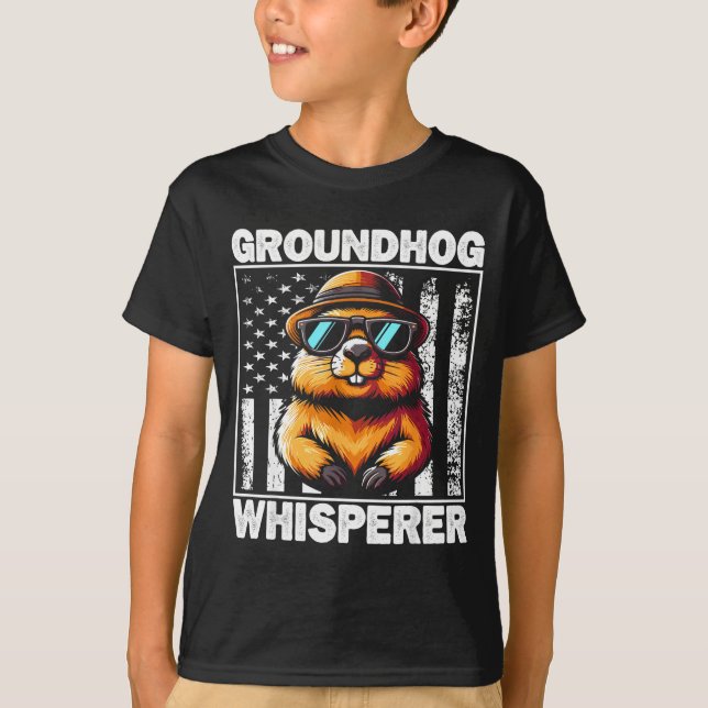 Retro Groundhog Whisperer Funny Woodchuck Groundho T-Shirt (Front)