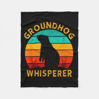 Retro Groundhog Whisperer Groundhog Day Woodchuck  Fleece Blanket