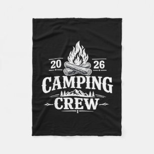 Retro group camper trip family matching camping fleece blanket