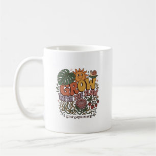 Retro Grow With The Flow Coffee Mug   Boho Botanic