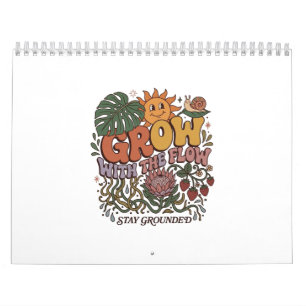 Retro Grow With The Flow Spiral Notebook   Boho Na Calendar