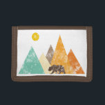 Retro Grunge Bear in mountains 70s Trifold Wallet<br><div class="desc">This design may be personalized by choosing the customize option to add text or make other changes. If this product has the option to transfer the design to another item, please make sure to adjust the design to fit if needed. Contact me at colorflowcreations@gmail.com if you wish to have this...</div>