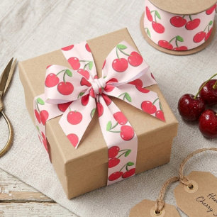 Retro Grunge Cherry Aesthetic Vintage Pattern Satin Ribbon