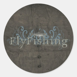 Retro Grunge Fly Fishing Classic Round Sticker