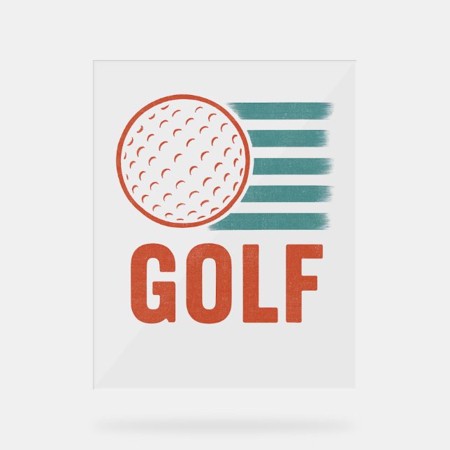 Retro Grunge Golf Acrylic Sign (Front)