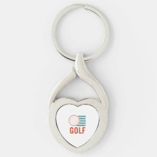 Retro Grunge Golf Keychain