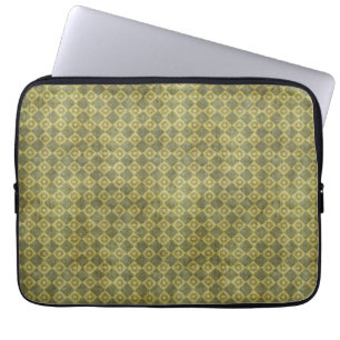Retro Grunge Green Diamond Pattern Laptop Sleeve