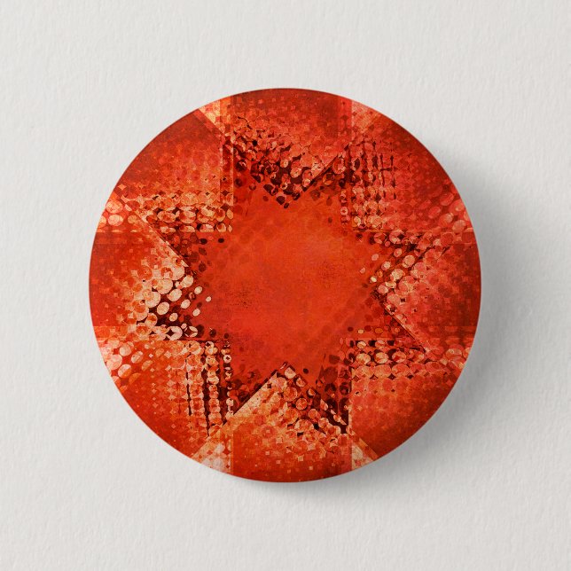 Retro grunge halftone star 2 inch round button (Front)