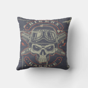 Retro Grunge Motorcycle Throw Pillow