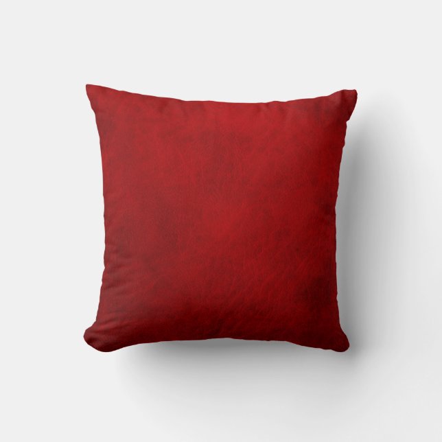 Retro Grunge Red Leather Custom Throw Pillow (Front)
