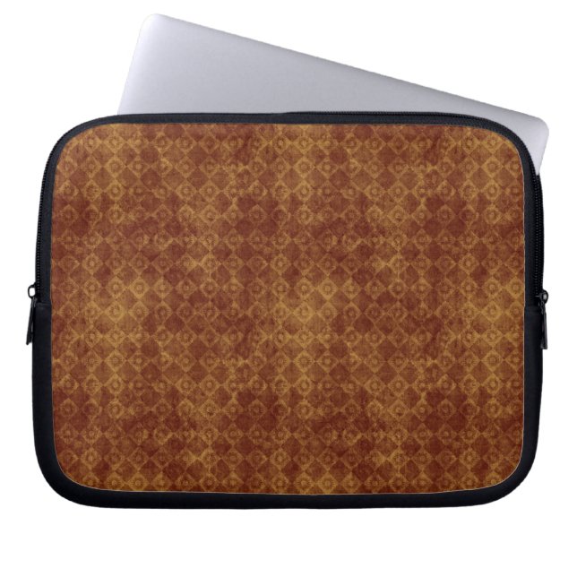 Retro Grunge Rust Diamond Pattern Laptop Sleeve (Front)