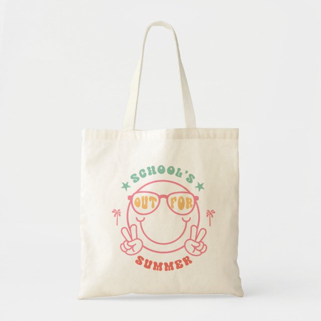 Retro Grunge "School's Out" Summer Design Tote Bag (Front)