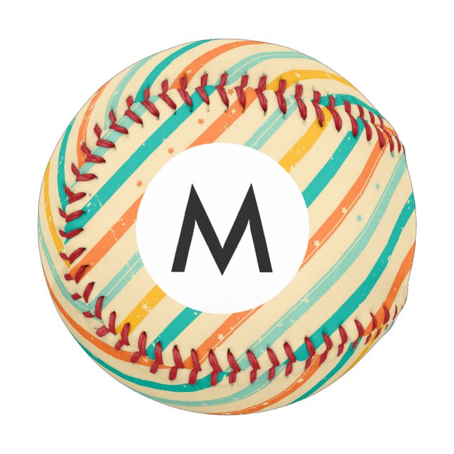 Retro grunge striped pattern baseball (Front Left)