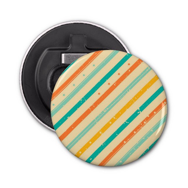 Retro grunge striped pattern bottle opener (Front)