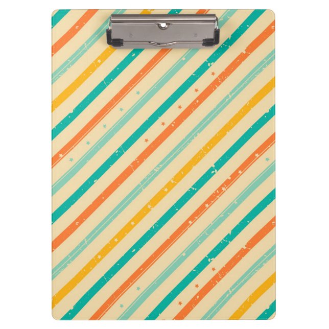 Retro grunge striped pattern clipboard (Front)