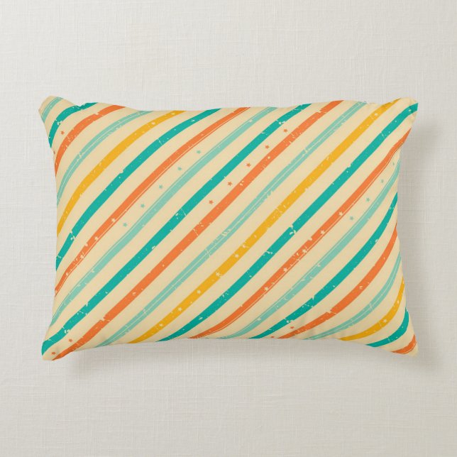 Retro grunge striped pattern decorative pillow (Front)