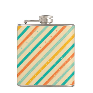 Retro grunge striped pattern hip flask