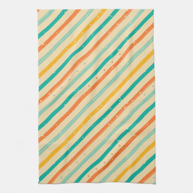 Retro grunge striped pattern kitchen towel (Vertical)