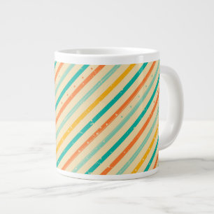 Retro grunge striped pattern large coffee mug