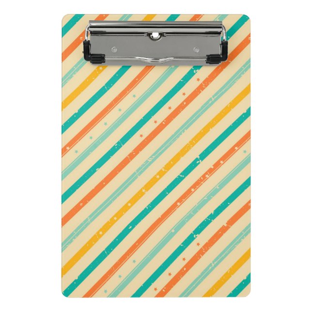 Retro grunge striped pattern mini clipboard (Front)