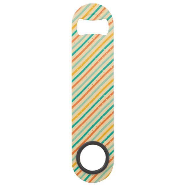 Retro grunge striped pattern speed bottle opener (Front)