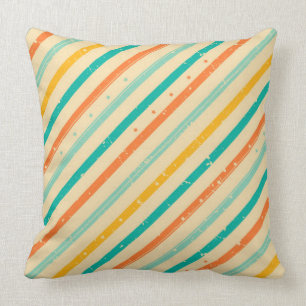Retro grunge striped pattern throw pillow