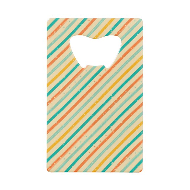 Retro grunge striped pattern wallet bottle opener (Front)