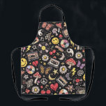 Retro Grunge Sunshine Bliss Apron<br><div class="desc">A bold fusion of 90s street style and retro optimism. This design features a classic happy, face centered within a radiant sun, flower silhouette. The artwork utilizes heavy grunge, design elements, including distressed textures, faded color palettes, and rough edges to create a weathered, vintage look that balances positivity with an...</div>