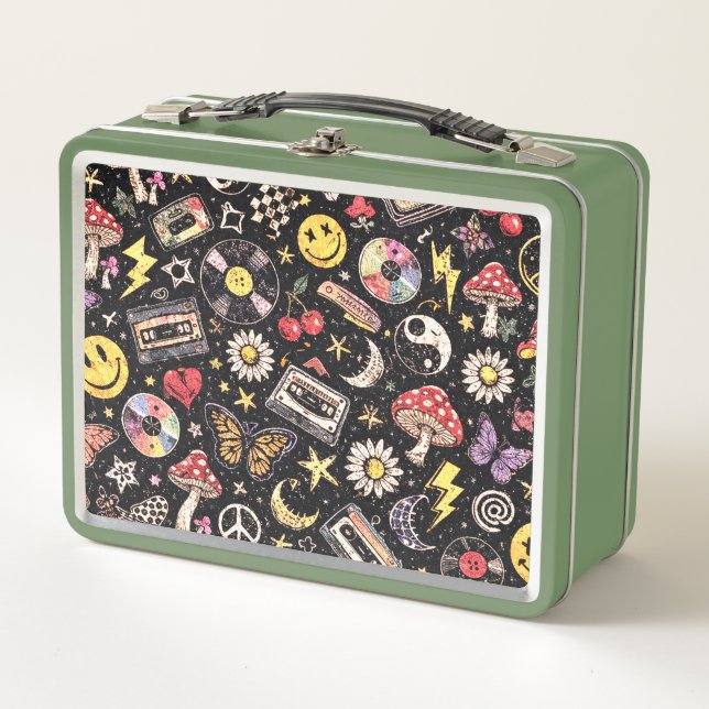 Retro Grunge Sunshine Bliss Metal Lunch Box (Front)