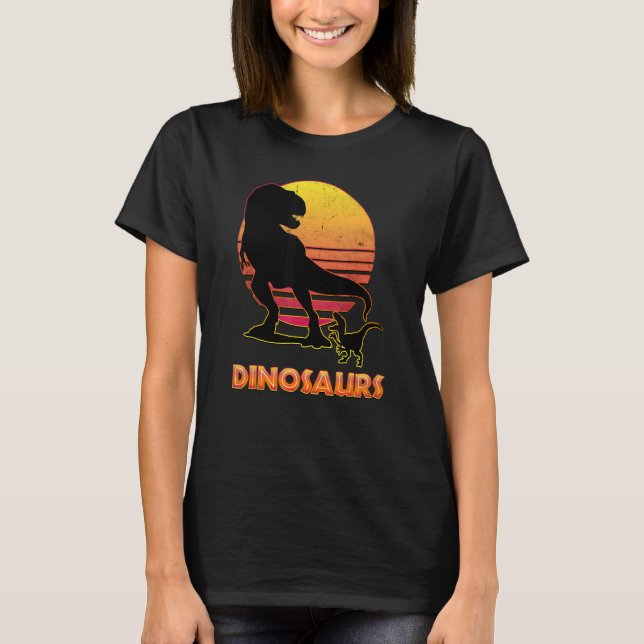 Retro Grunge TRex  Sunset Dinosaur T-Shirt (Front)