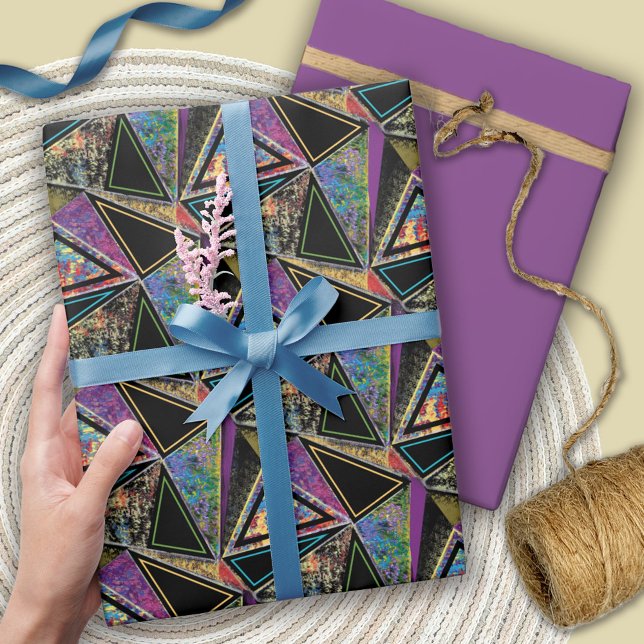 Retro Grunge Triangles Wrapping Paper (Creator Uploaded)