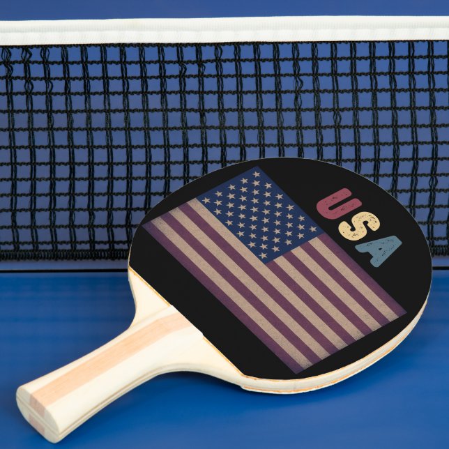 Retro Grunge USA American Flag Patriotic Ping Pong Paddle