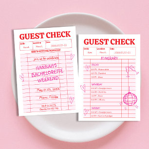 Retro Guest Check Doodle Whimsical Bachelorette Invitation
