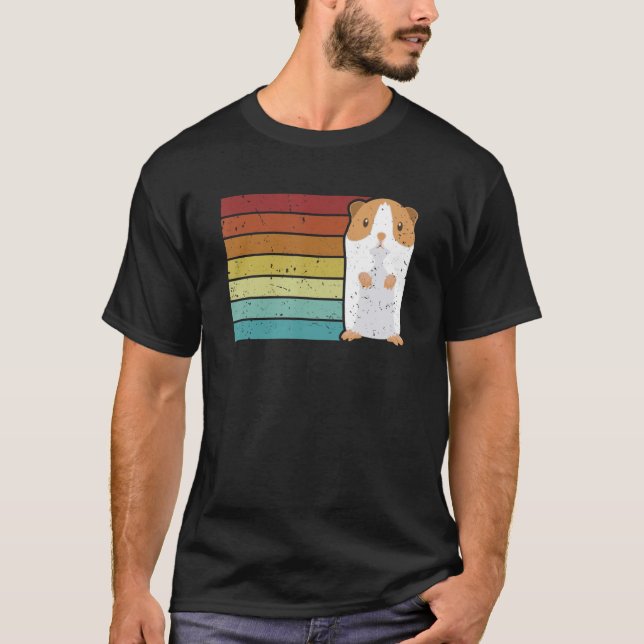 Retro Guinea Pig Long Hair Short Hair Breeder Guin T-Shirt (Front)