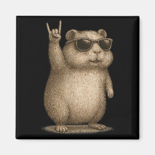 Retro Guinea Pig Rock On Music Funny Gift Men Wome Magnet