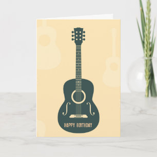 Retro guitar acoustic music Happy Birthday Card
