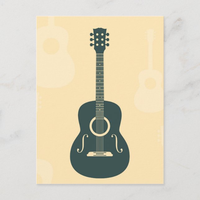 Retro guitar acoustic music postcard (Front)