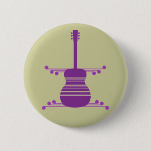 Retro Guitar Button, Purple 2 Inch Round Button