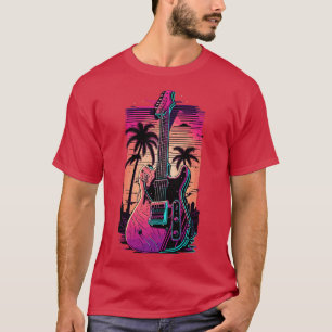 Retro Guitar Gift Guitarist Rock Concert Festival  T-Shirt