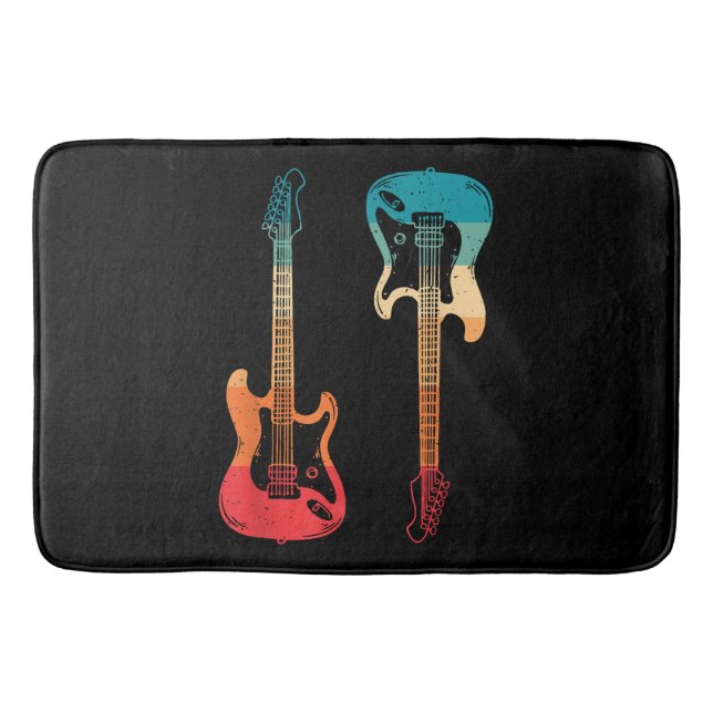 Retro Guitar Guitarist Electric Bass Guitar Rock M Bath Mat (Front)