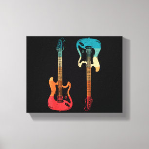 Retro Guitar Guitarist Electric Bass Guitar Rock M Canvas Print
