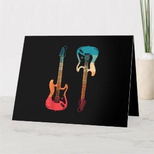 Retro Guitar Guitarist Electric Bass Guitar Rock M Card