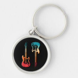 Retro Guitar Guitarist Electric Bass Guitar Rock M Keychain