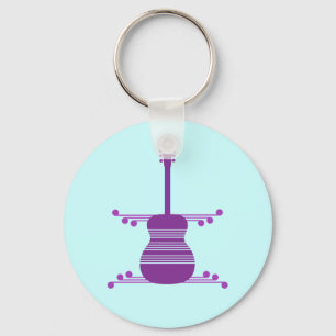 Retro Guitar Keychain, Purple Keychain