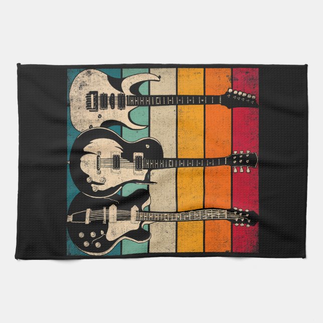 Retro Guitar  Kitchen Towel (Horizontal)