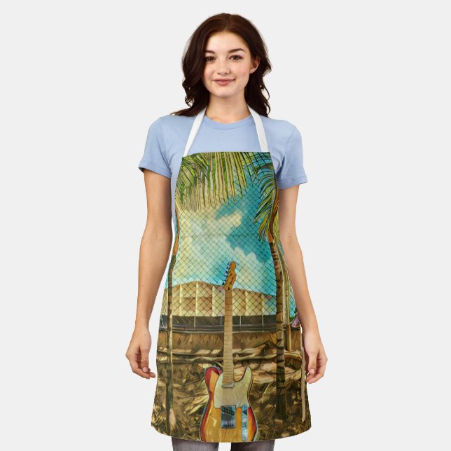 retro guitar lover gift apron (Worn)