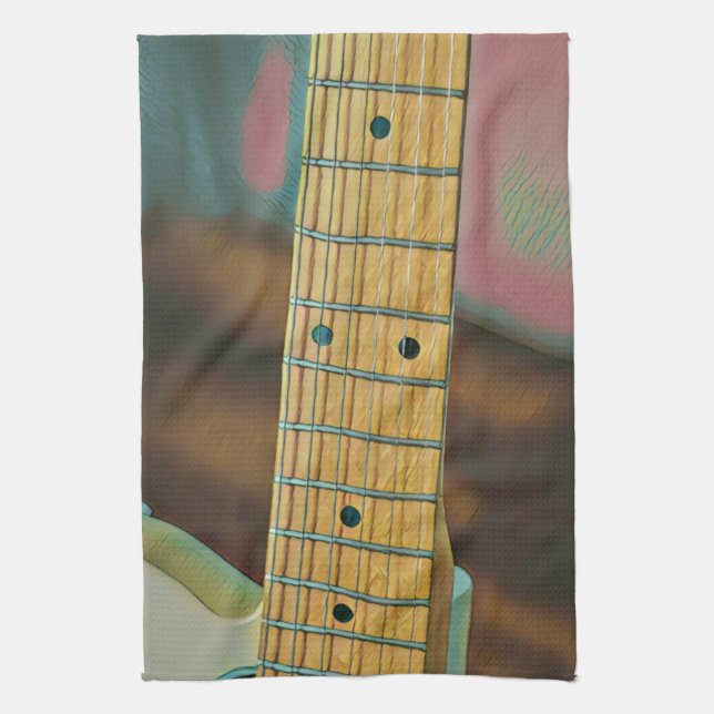 retro guitar lover gift kitchen towel (Vertical)