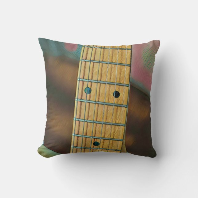 retro guitar lover gift throw pillow (Front)