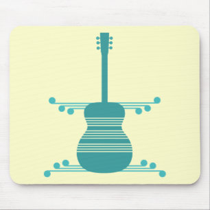 Retro Guitar Mousepad, Teal Mouse Pad